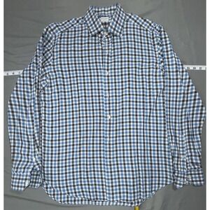 Culturata Dress Shirt Mens 16.5 42 Blue Gingham Tailored Fit Long Sleeve Italy
